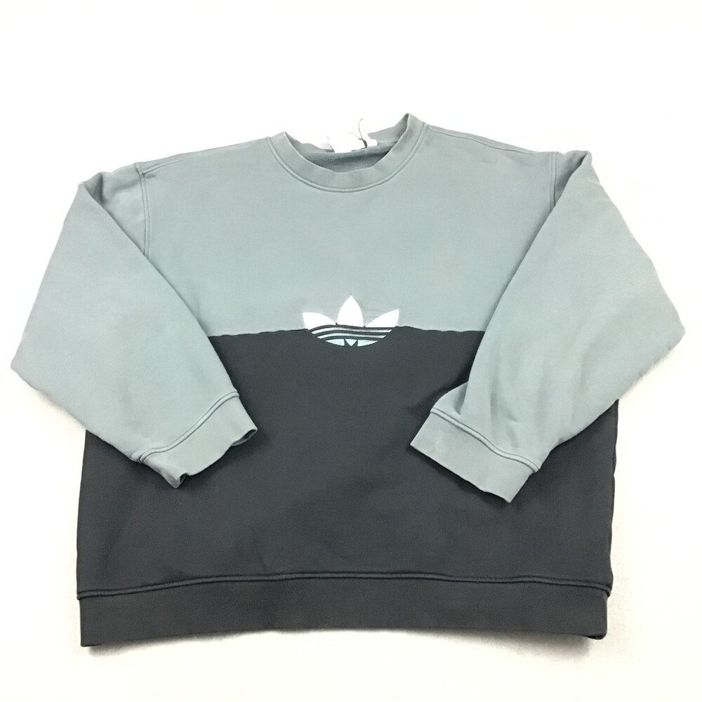 Adidas Sweatshirt Men Large Gray Black Pullover Center Trefoil Logo Jumper L